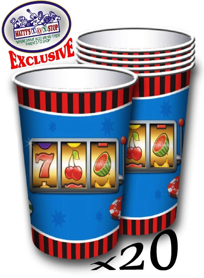 ماتي محطة الألعاب مجموعة لوازم حفلات فاخرة بطابع ليلة الكازينو لـ 20 شخصًا، تتضمن 20 طبقًا كبيرًا، و20 طبقًا صغيرًا، و20 منديلًا، و20 كوبًا، و2 غطاء طاولة - مثالية لليلة الكازينو أو عيد الميلاد (82 قطعة إجمالاً). - Image 5